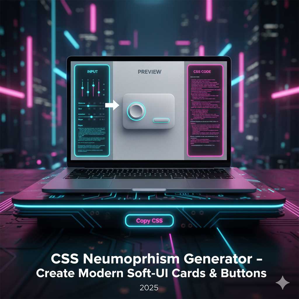 CSS Neumorphism Generator – Create Modern Soft-UI Cards & Buttons